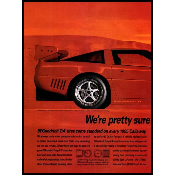 1995 BF Goodrich Tires SCCA Calloway 2 Page Vintage Print Ad Stock Car Wall Art - Picture 2 of 3